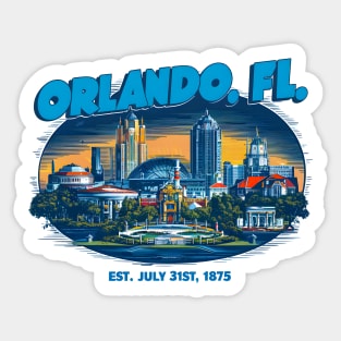 Orlando Florida city Souvenir Vintage Nostalgic Cityscape tee Sticker